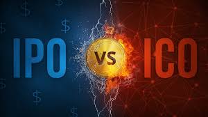 How do initial coin offerings (ICOs) differ from traditional IPOs (Initial Public Offerings)?